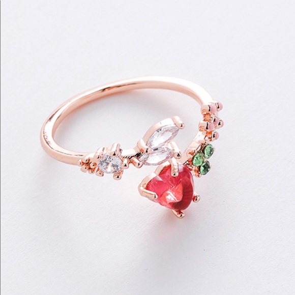 New Heart Flower red Cubic Zircon Adjustable ring - Picture 2 of 2
